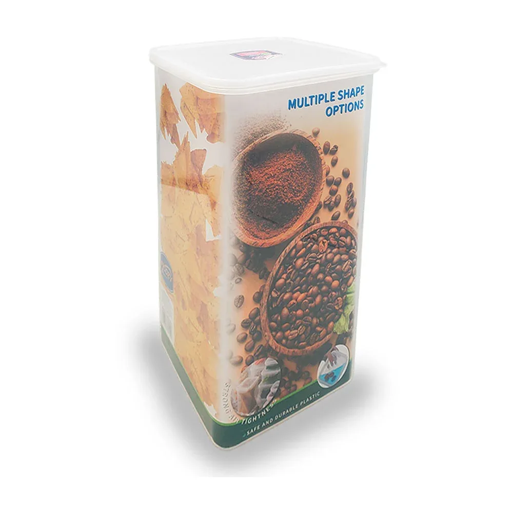 Tupper transparente de plástico, tapa de silicón con capacidad de 4l, 25x12.5 cm