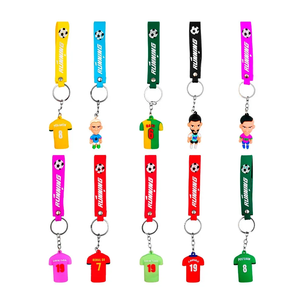 1pz llavero de plástico con temática de fútbol + banda con frase running