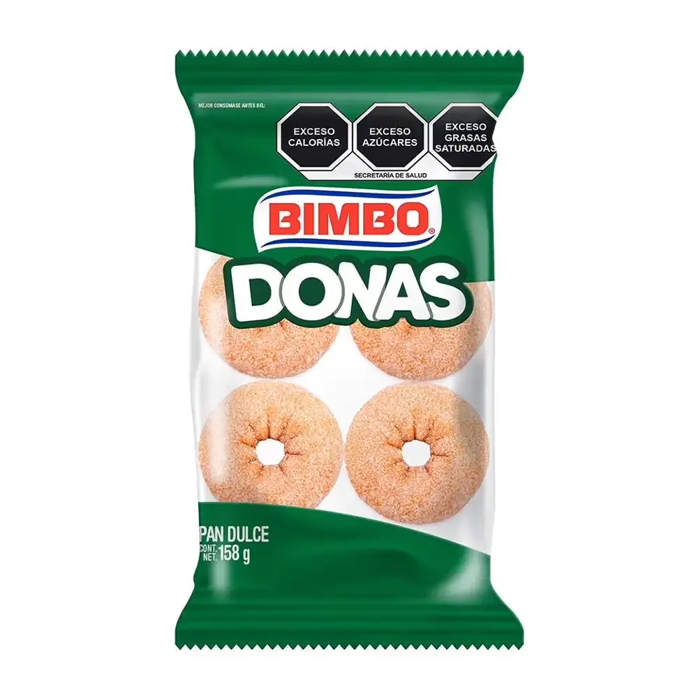 1pz paquete con 6 donas bimbo, pan dulce con azúcar, 158g / 474227
