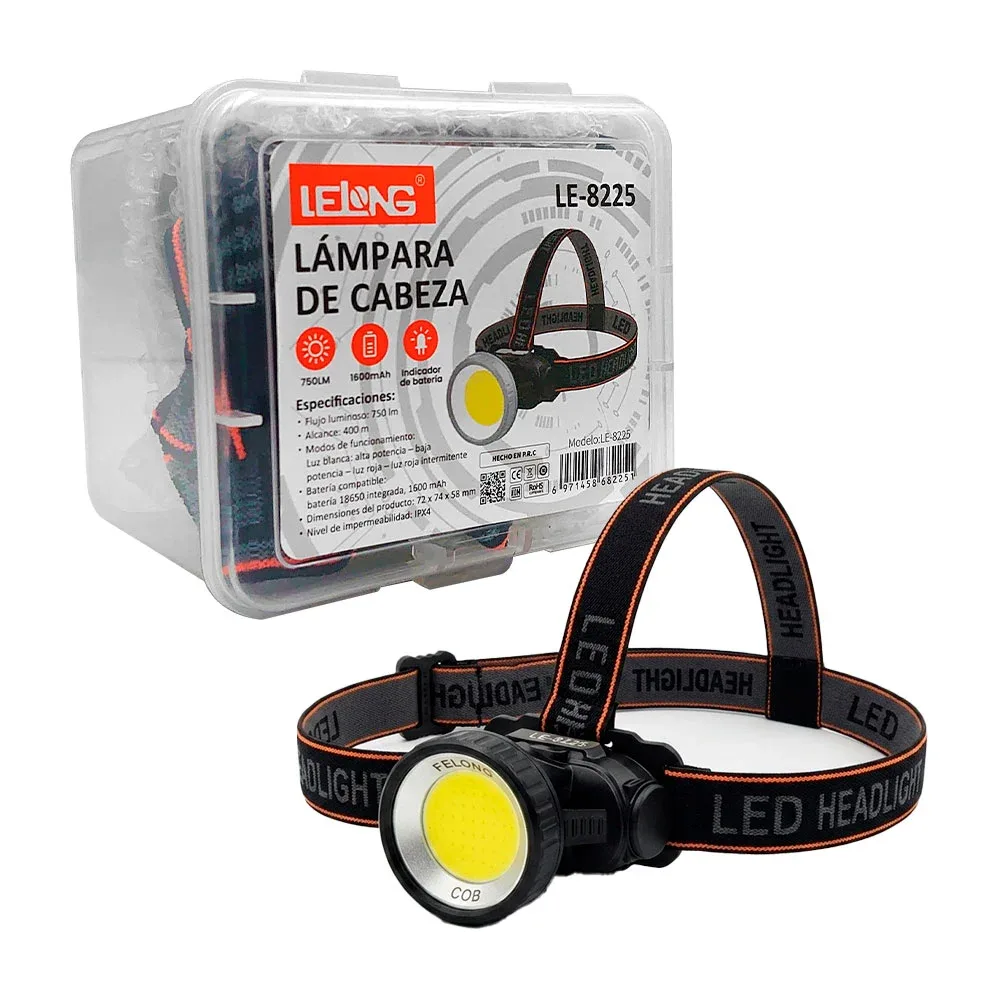 Lámpara tipo minero recargable con diferentes modos de luz + banda ajustable