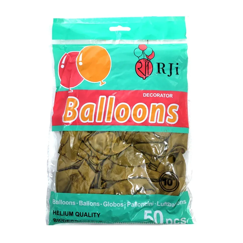 Paquete con 50 globos de látex rji de 10 pulgadas en color dorado / 660389-7