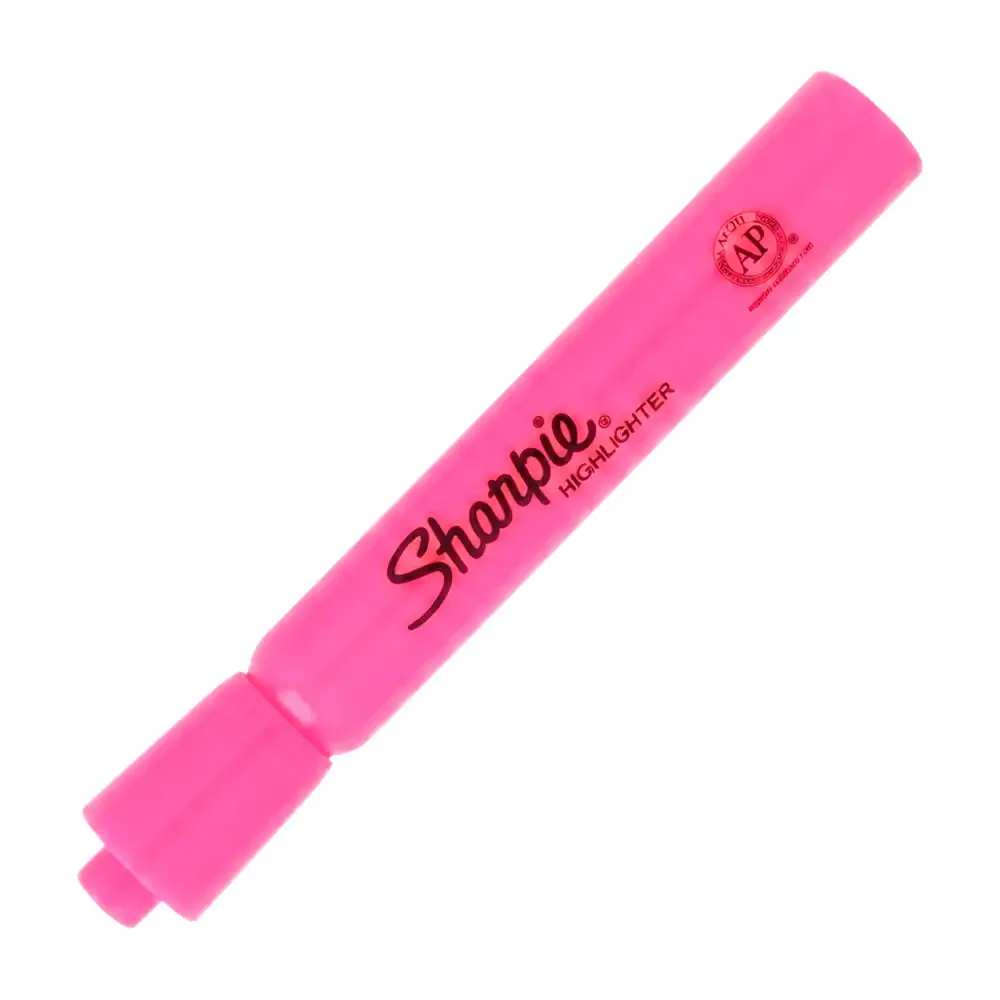 1pza marcatextos resaltador sharpie en color rosa neón con punta cincel