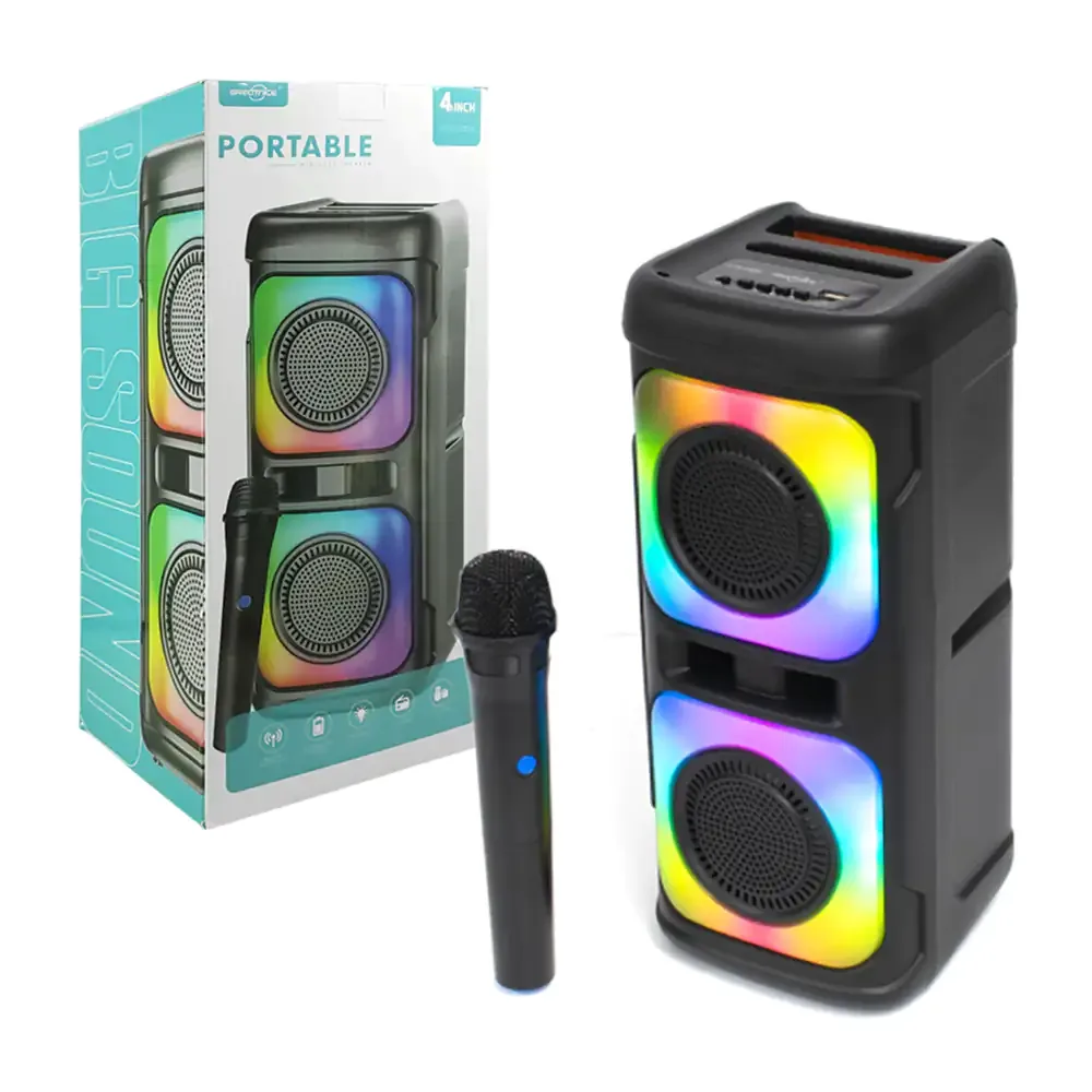 Bocina bluetooth greatnice de 4x2 pulgadas con micrófono, puerto usb-tf y luces rgb