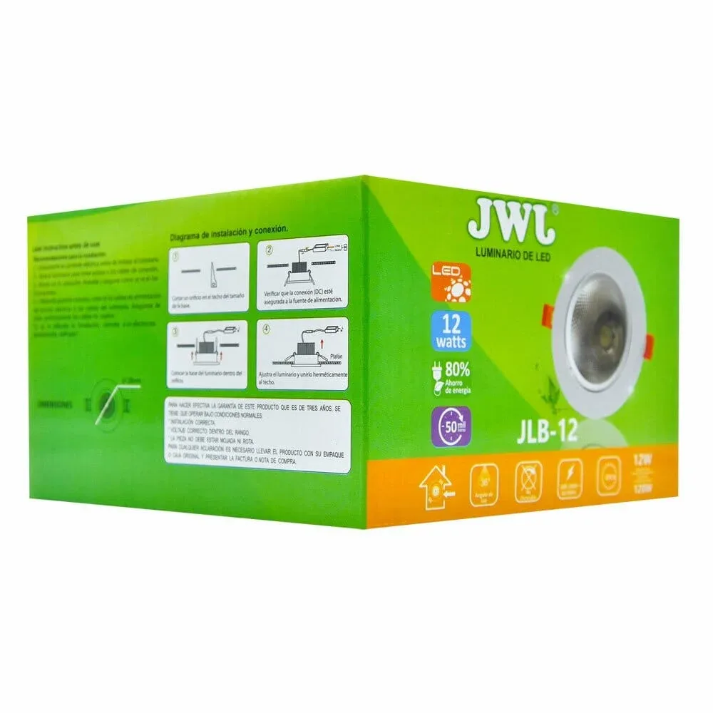 Plafón led 12w luz blanca  facetado dirigible jlb-12b jwj