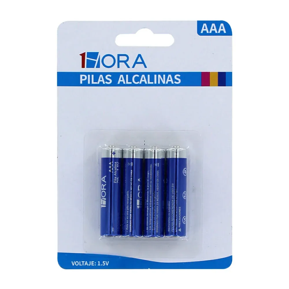 Blíster con 4 pilas baterías alcalinas 1hora triple a, 1.5v / gar135