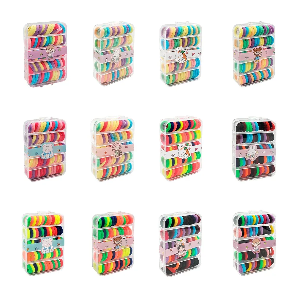 Estuche con mini ligas-donas para el cabello, variedad de colores / f354