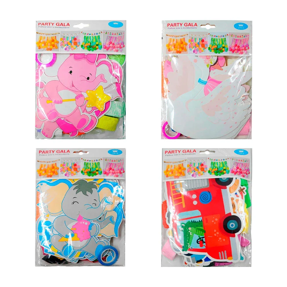 Set decorativo para fiesta con 37pcs globos figuras y colgantes, modelos varios