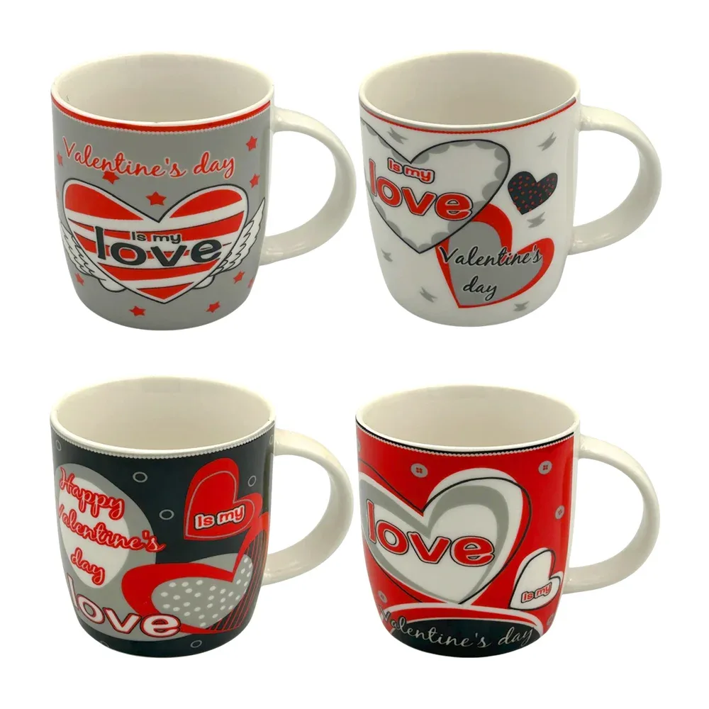 1pza Taza de cerámica con temática de san valentín + estampado de corazones y frase love, variedad de modelos / 24qr505