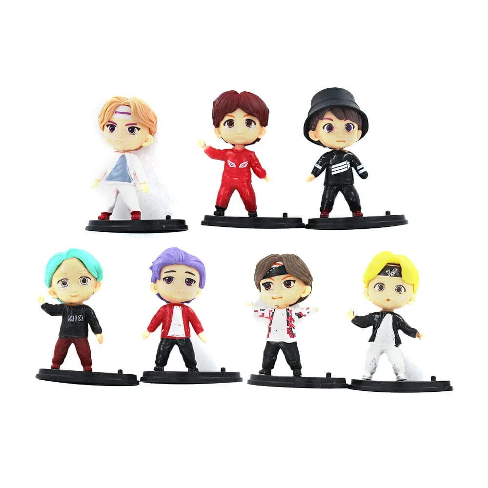 Paquete 7 pzas figuras con diseño de bts, 8cm, varios diseños / fd210468