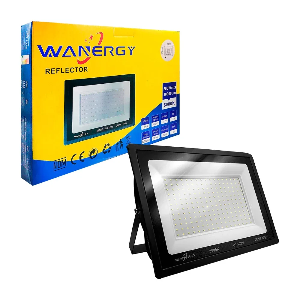 Reflector wanergy rectangular grande de 200w, marco de plástico y resistencia ip66 / 40955