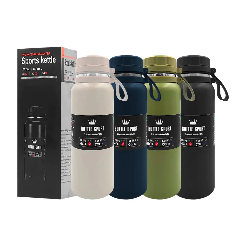 Termo de acero inoxidable de 27oz con infusor y tapa con asa de silicona / 1351yz