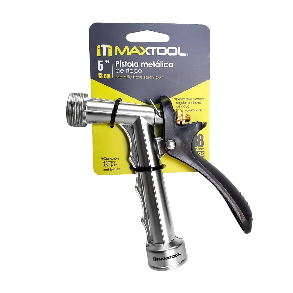 Pistola maxtool metálica de riego con conexión entrada 3/4 pulgadas / 300803