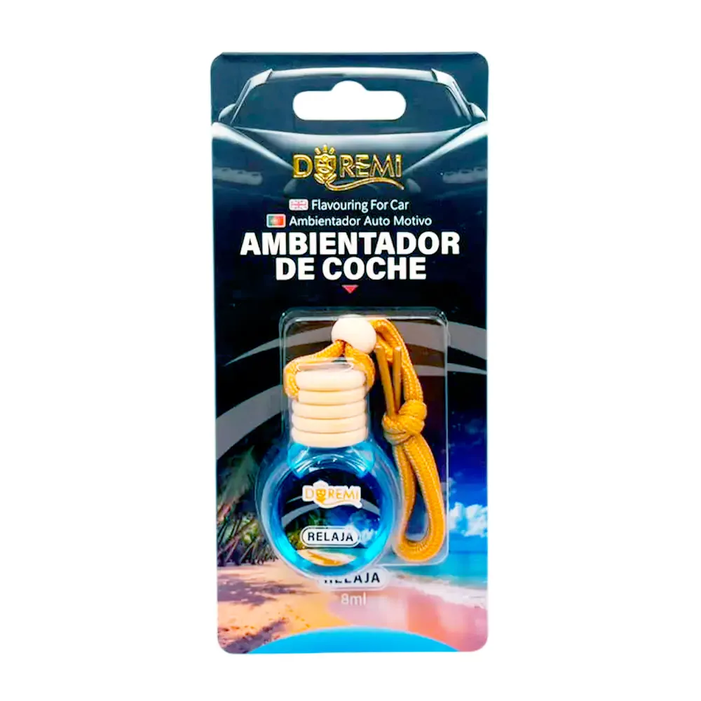 Aromatizante - ambientador de coche en frasco con cordón para colgar, 8ml, aroma relaja