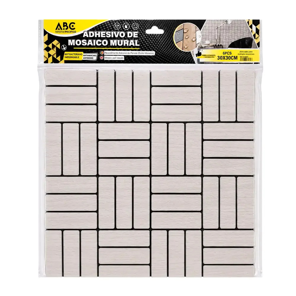Paquete con 6 láminas para pared, 30x30cm con diseño de franjas intercaladas en tono claro