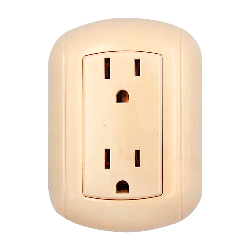 Contacto apagador sencillo de plástico con dos tomacorrientes, color crema / 05181