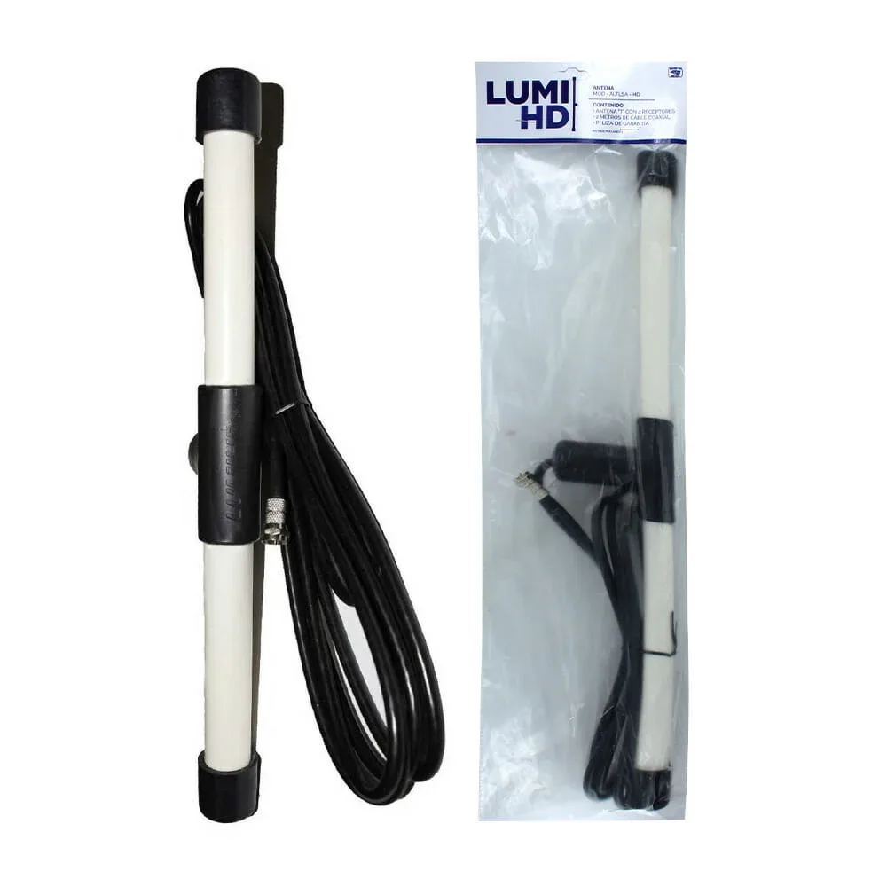 Antena hd larga con cable coaxial 2m lumihd mod-altlsa-hd