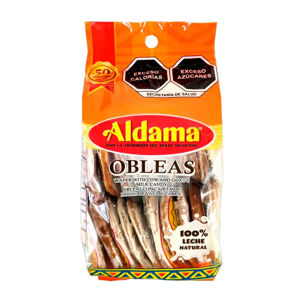 Paquete aldama, 20pzas de mini obleas rellenas de cajeta. 200g / 101070