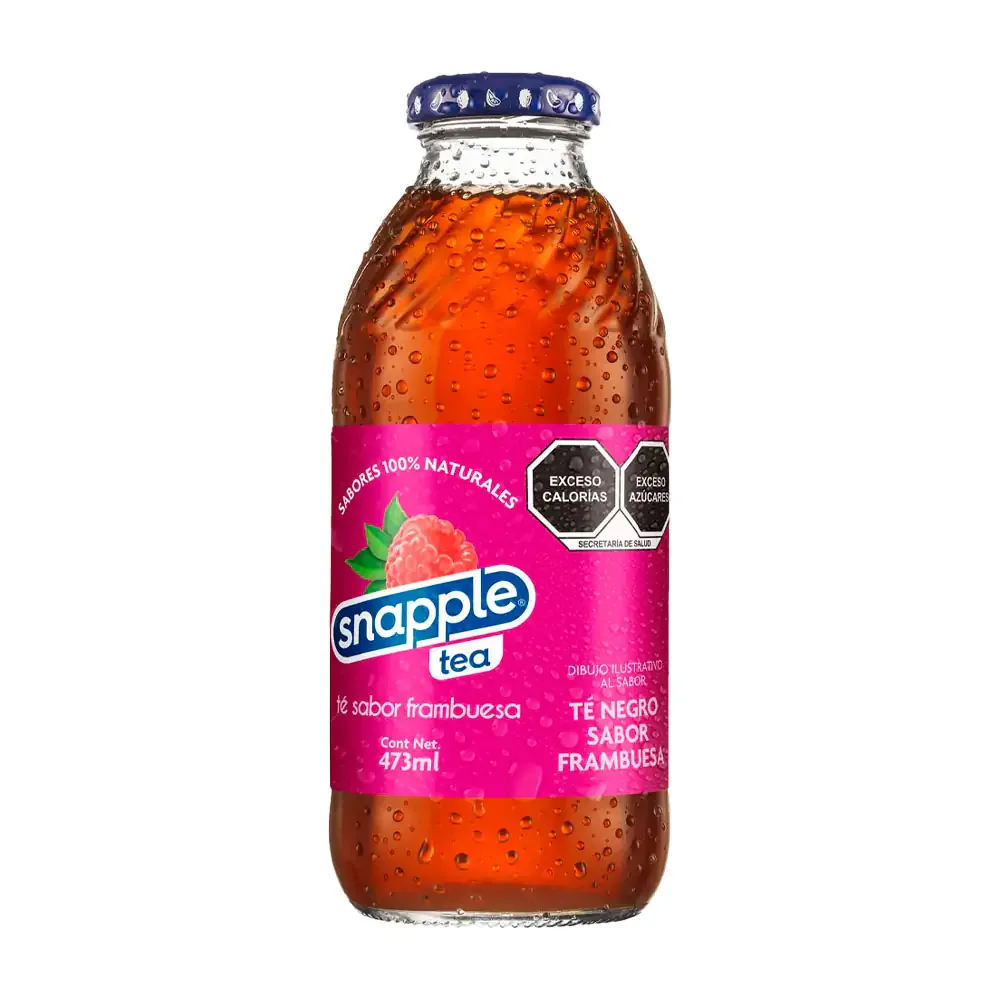 1pza bebida snapple tea, té con jugo de frambuesa 100% natural, botella de 473ml / snapple.f