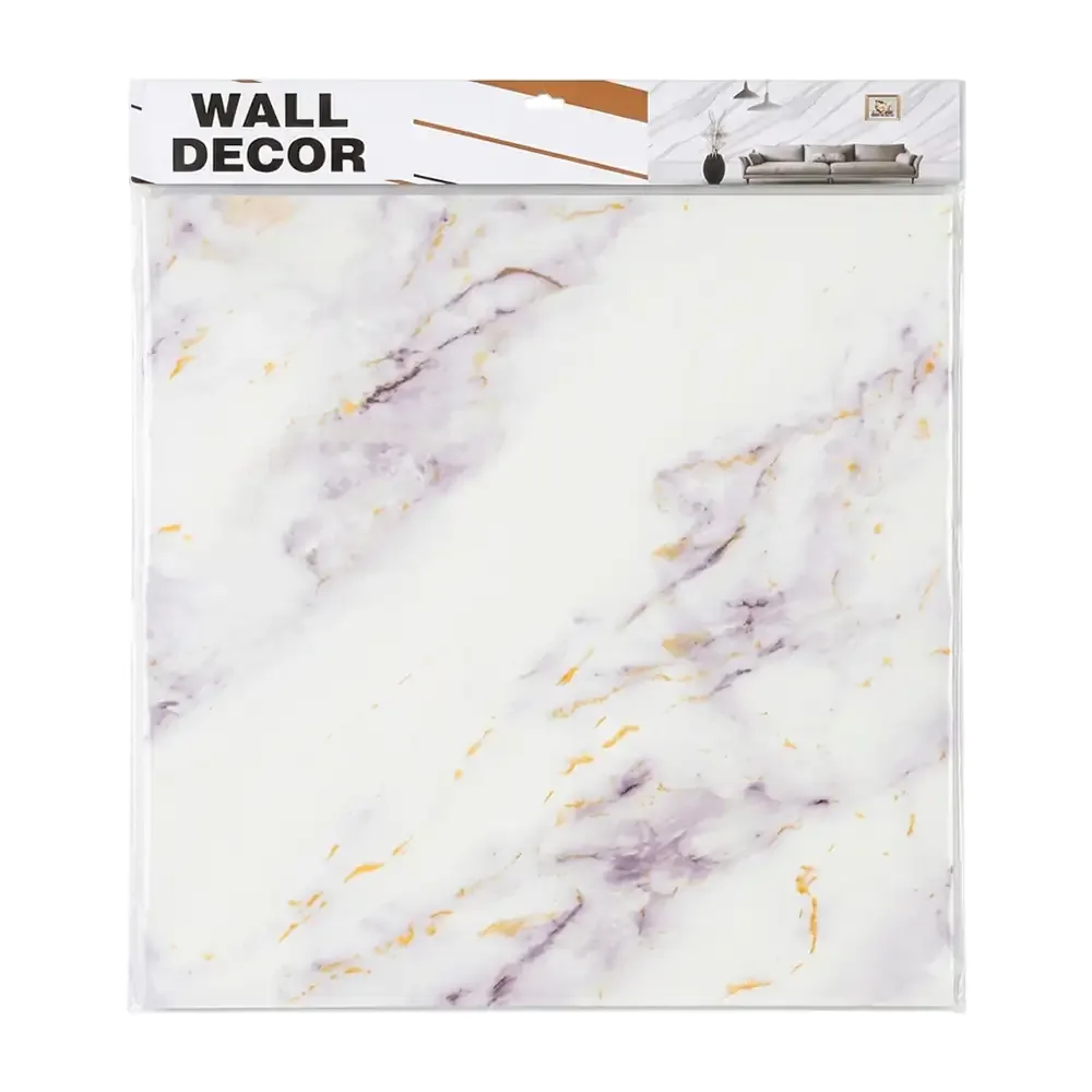 Paquete con 5 láminas de papel tapiz con diseño de mármol claro- 60x60cm