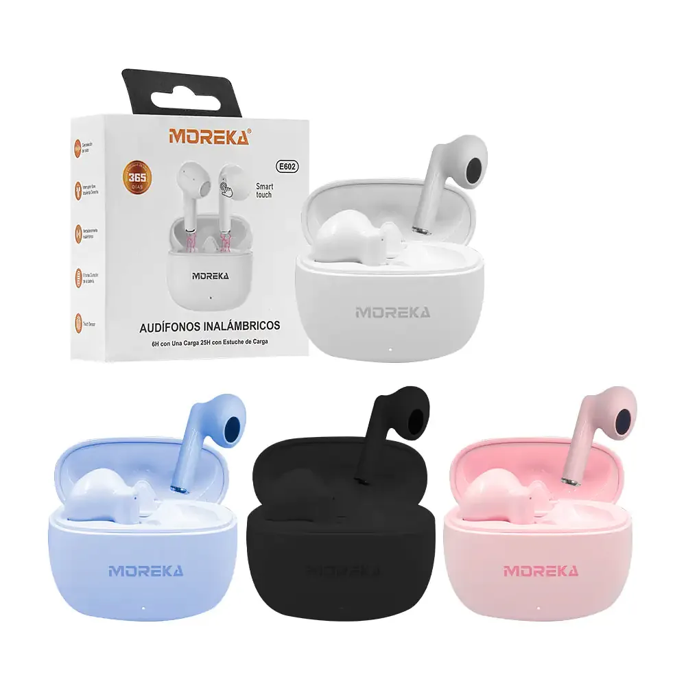Audífonos inalámbricos con sonido estéreo, cancelación de ruido y control táctil / e602