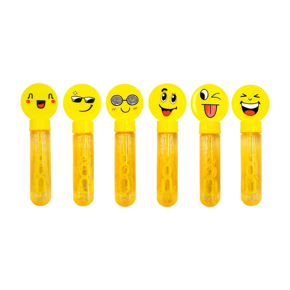 1pz vara con jabón para hacer burbujas, decoración de emoji, 14cm, variedad