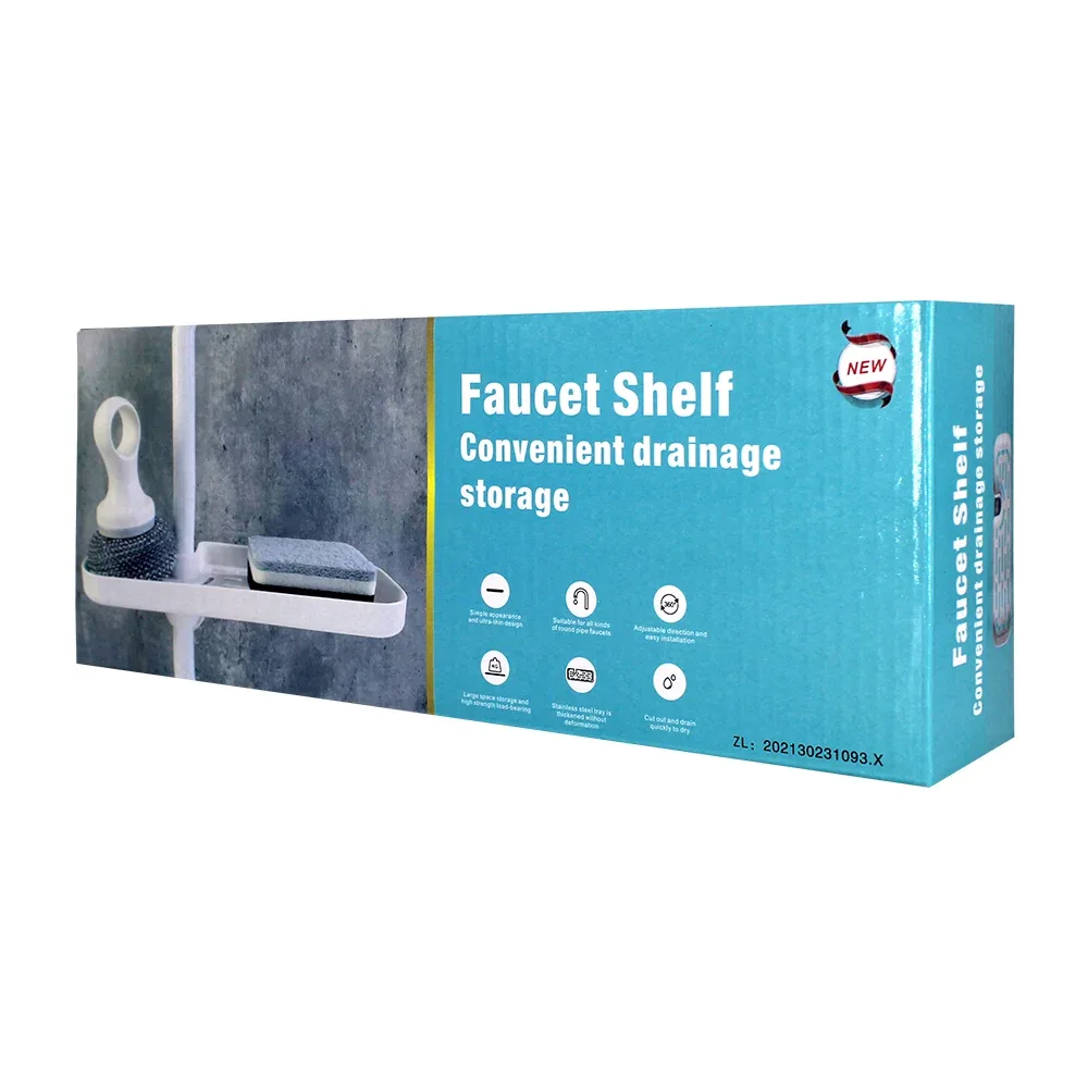 Estante de plástico ajustable para llave mezcladora con esponja / faucet shelf / 80115