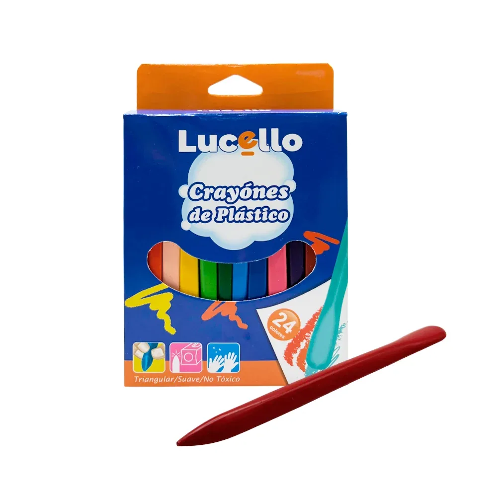 Caja lucello con 24 crayones triangulares, colores surtidos / 306451