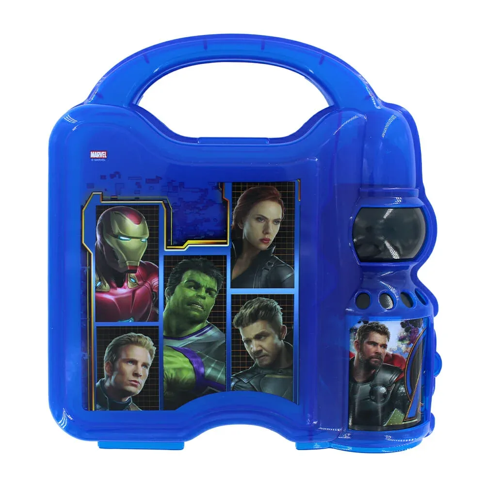 Lonchera de plástico con botella y diseño de avengers plc-6851