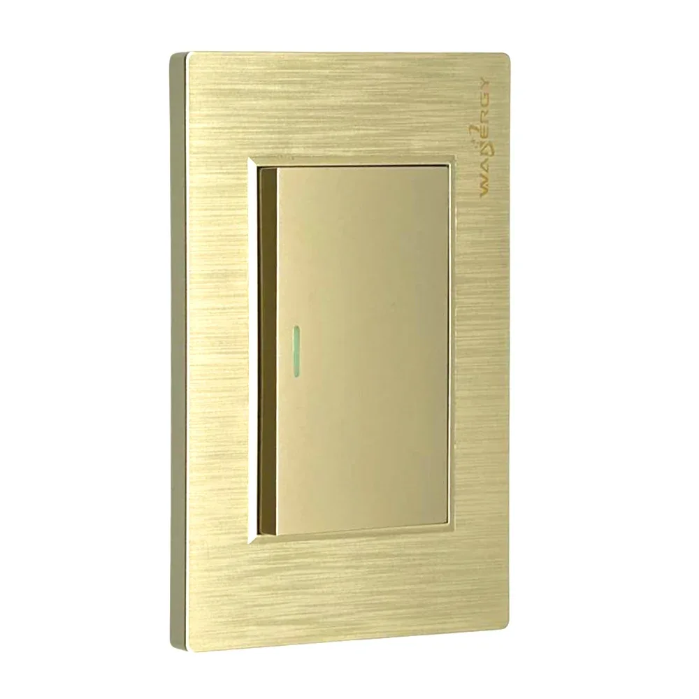 Placa wanergy de 1 apagador sencillo, 3 módulos, color dorado mate / 05236