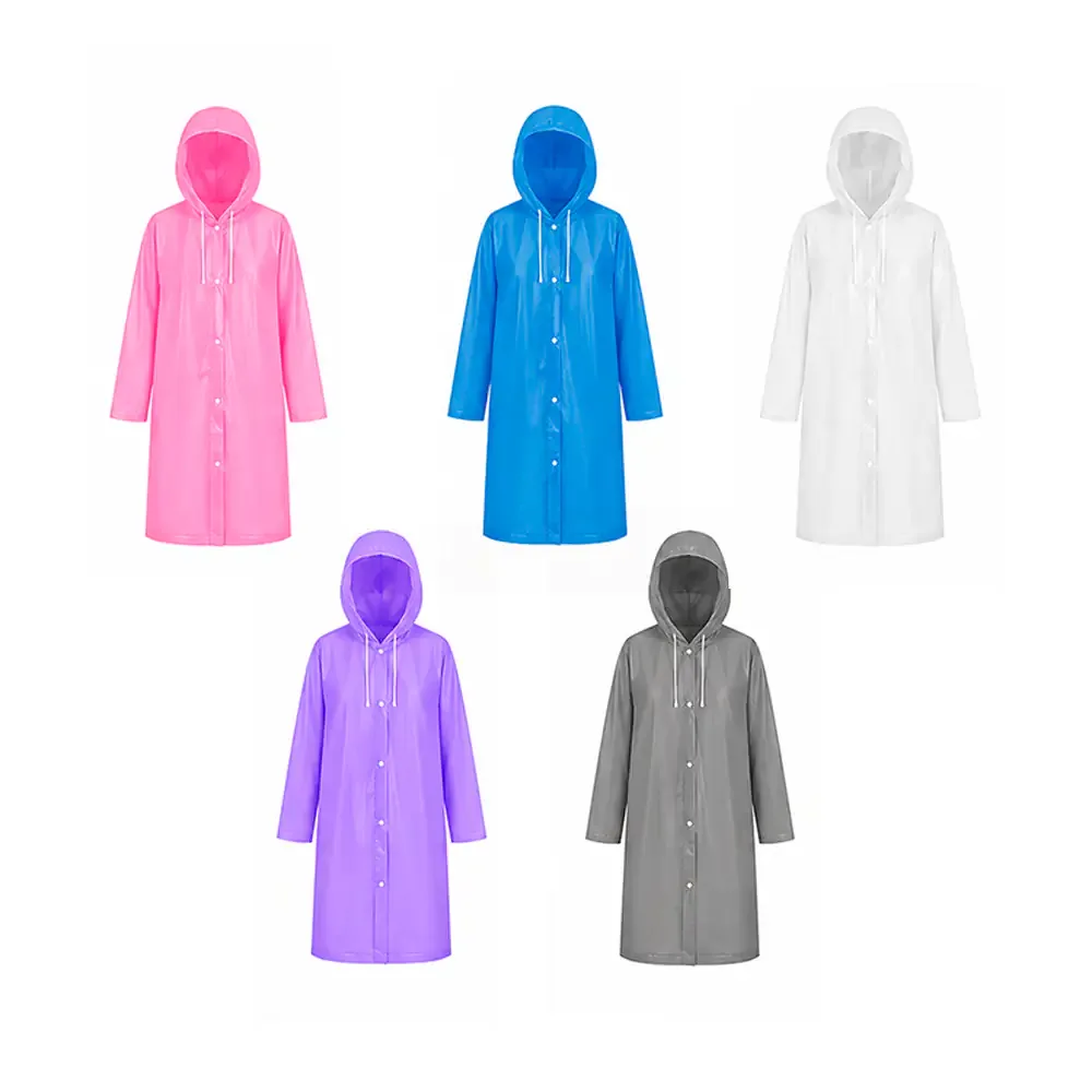 Impermeable para adulto de plástico resistente con botones y capucha ajustable