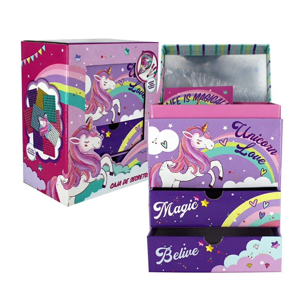 Joyero / caja de los secretos con diseño de unicornio + accesorios 07725a