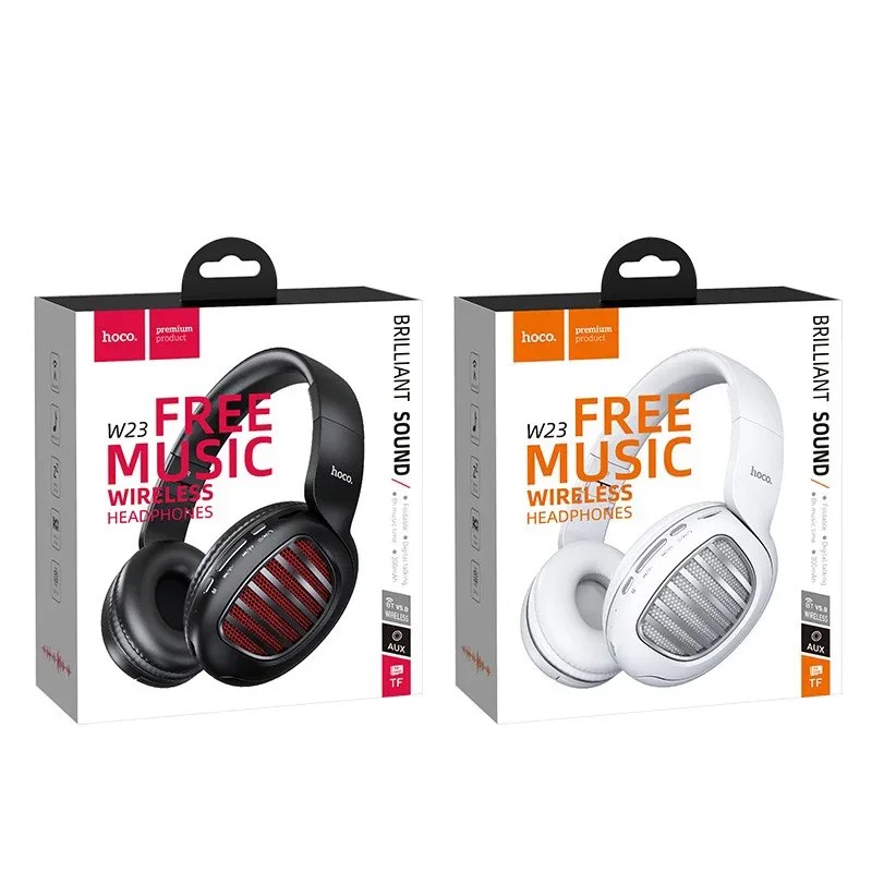 Audífonos de diadema inalámbricos plegables con diseño ranurado y ergonómicos, bajos profundos, entradas aux - tf, micrófono y botones de control / w23 /  brilliant sound