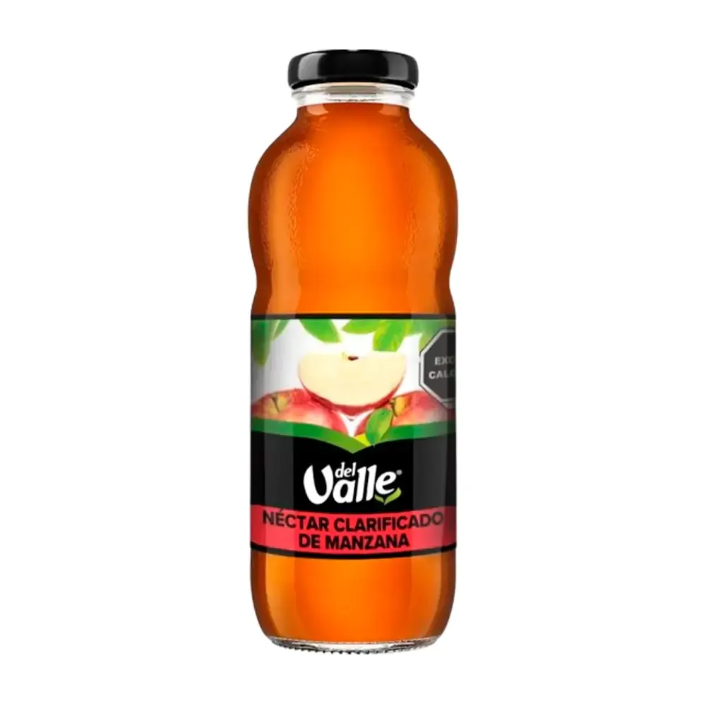 Jugo del valle néctar clarificado de manzana, 413ml en botella de vidrio