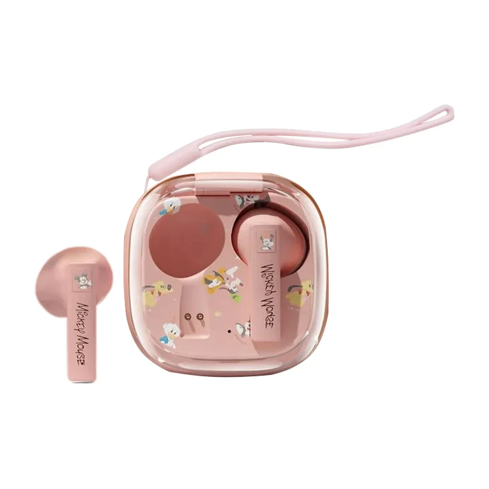 Audífonos bluetooth inalámbricos con estampado de mickey y sus amigos y estuche de carga / d66-d88