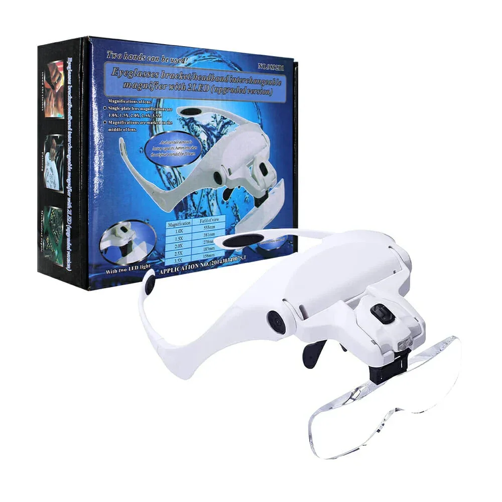 Lente con 4 cristales de aumento y foco led integrado / 9892b1