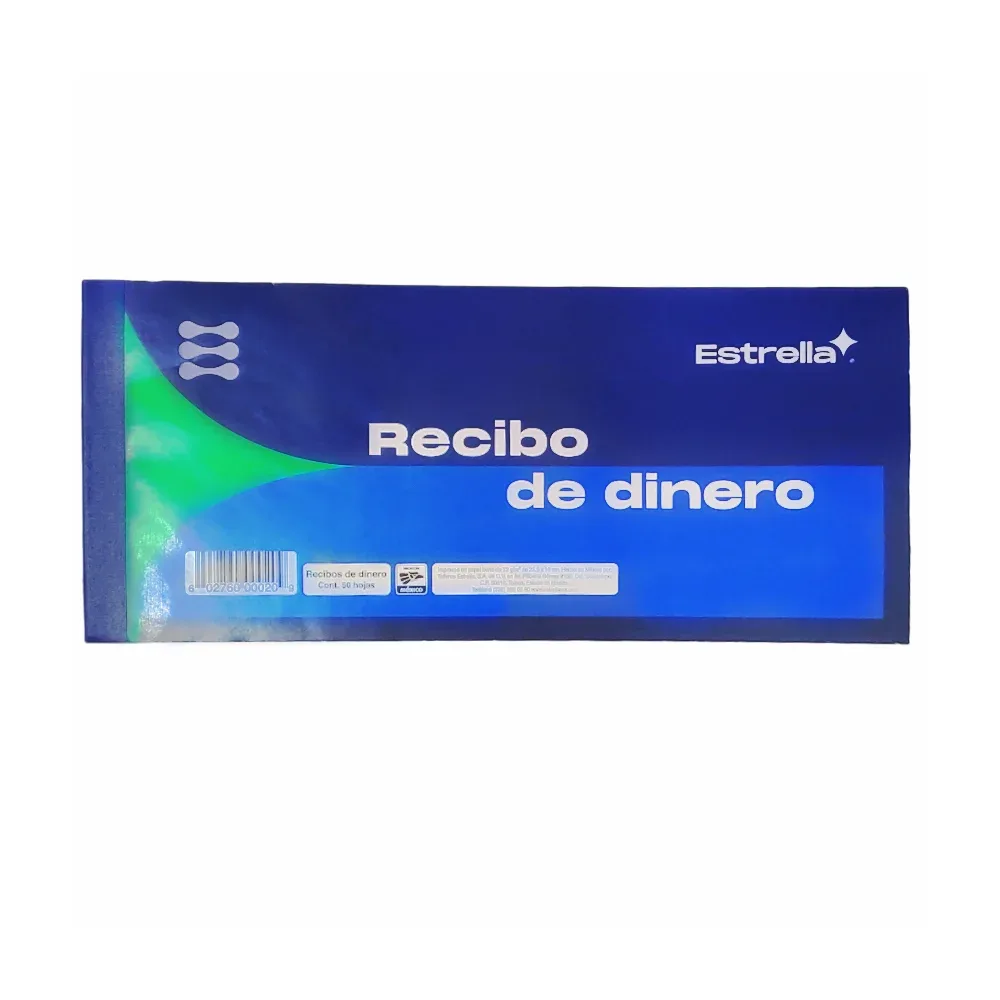 Block recibo de dinero con 50 hojas, estrella / 000209
