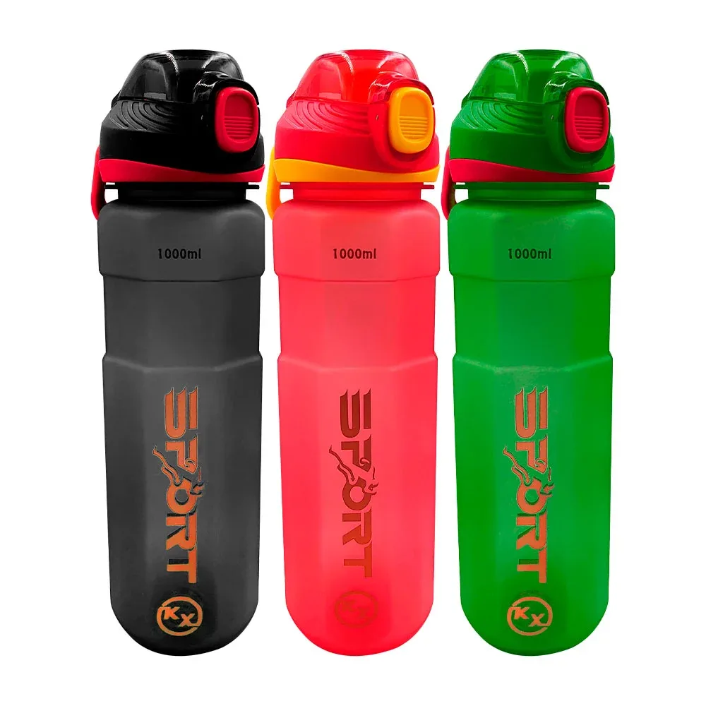 Botella de plástico sport con capacidad de 1000ml + stickers, varios colores