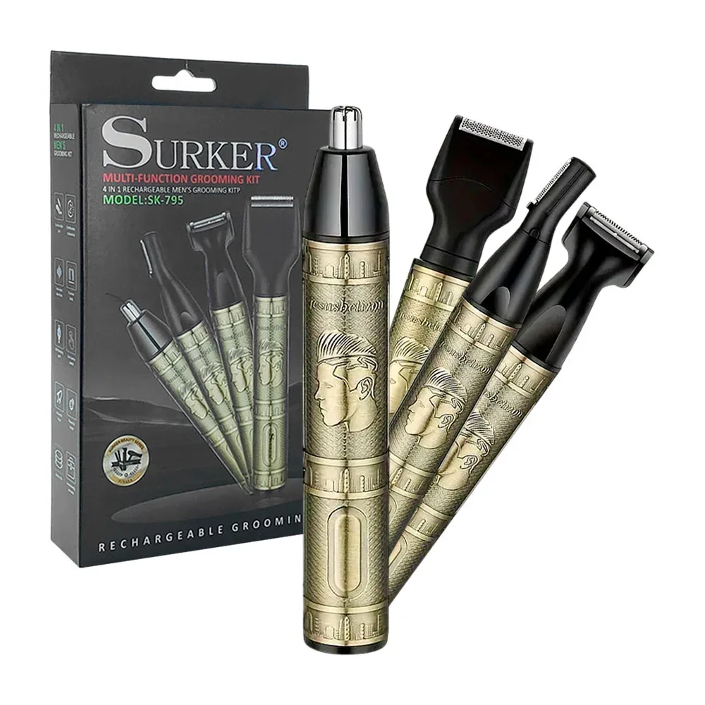 Máquina rasuradora surker 4 en 1 con cabezales intercambiables, 500mah / sk-795