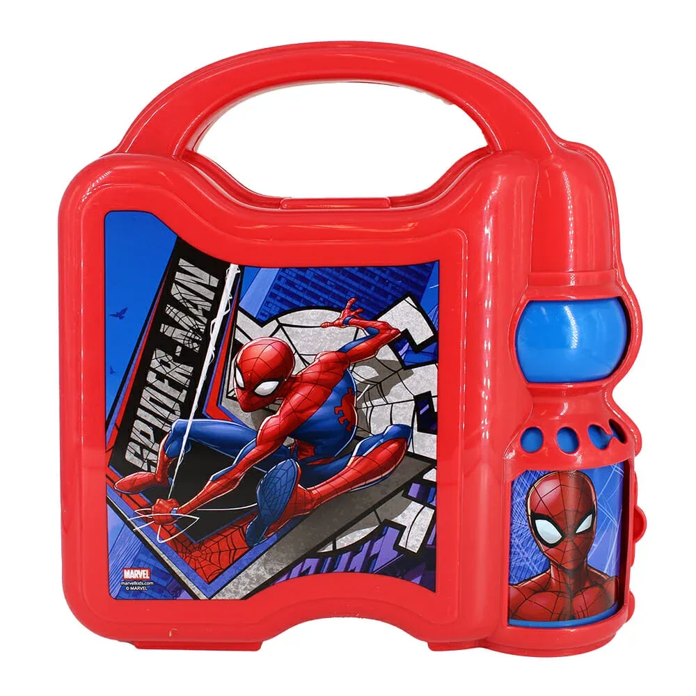 Lonchera de plástico con botella y diseño de spider-man / plc-6851 / 1669-543