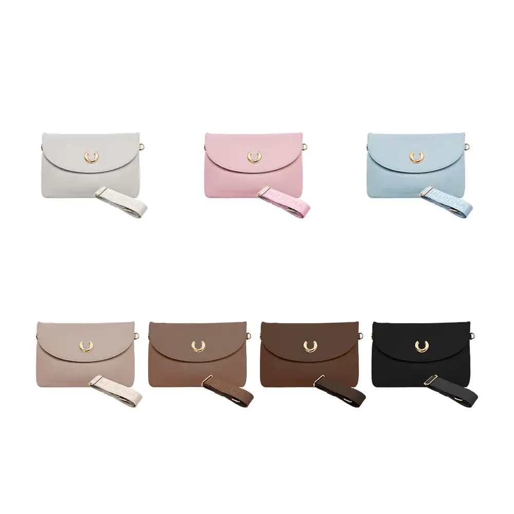 Bolsa de mano estilo sobre, kamel reina tipo piel con 3 compartimentos + asa