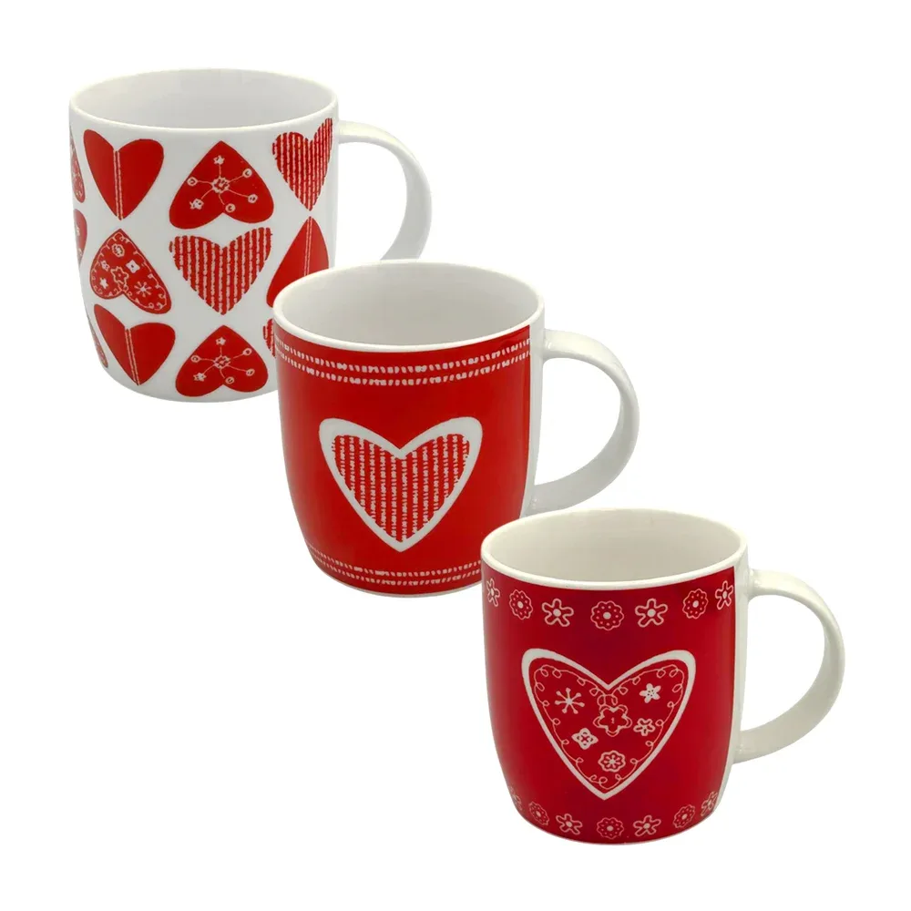 1pza Taza de cerámica con temática de san valentín + estampado de corazones, variedad de modelos / 24qr517