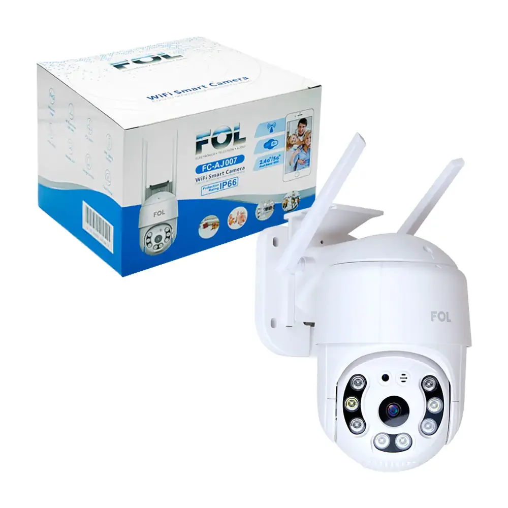 Cámara de seguridad wifi, grabación de audio y multigiro, 2 antenas y luz led