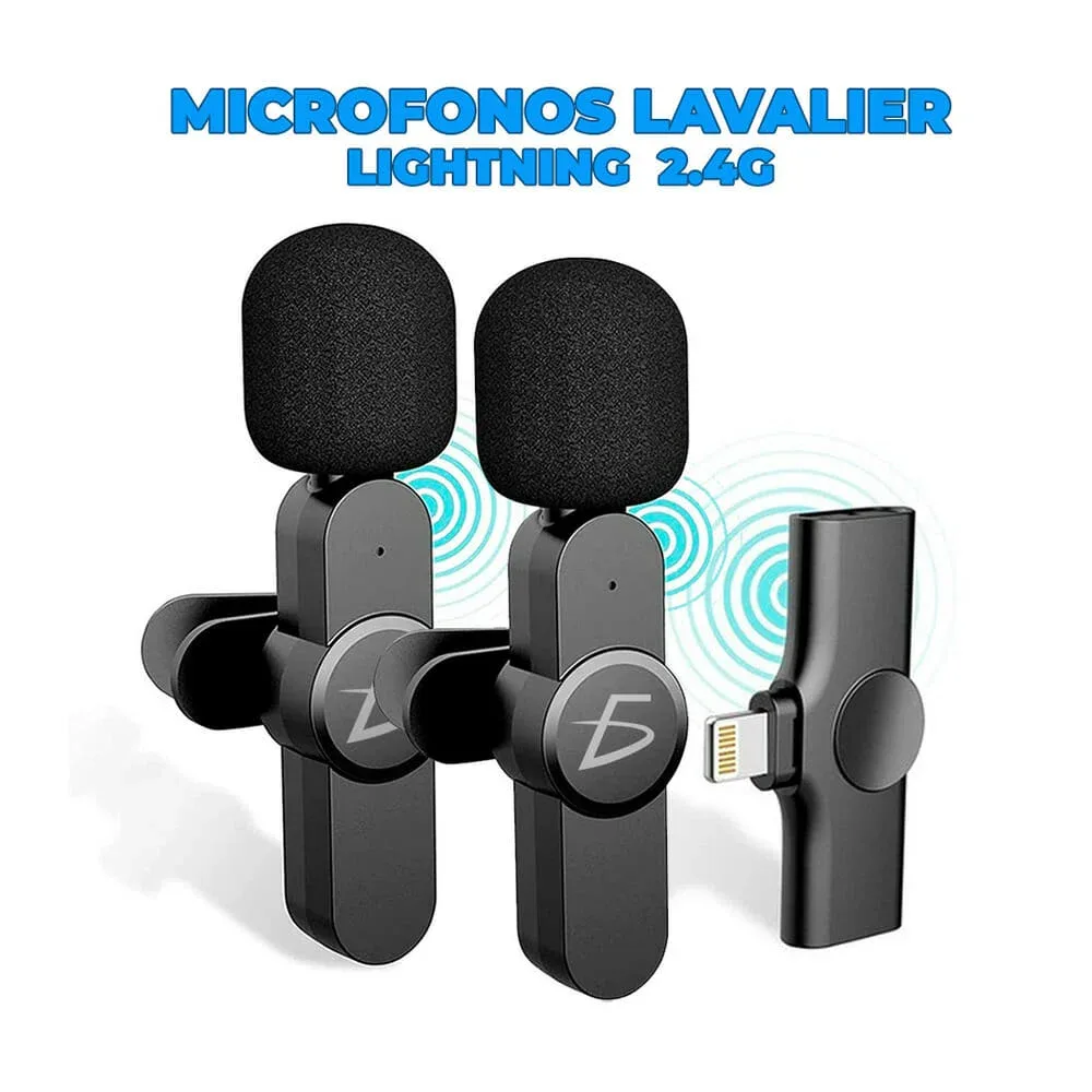Micrófono doble inalámbrico de solapa con entrada lightning 2.4g / adp.w3.ip