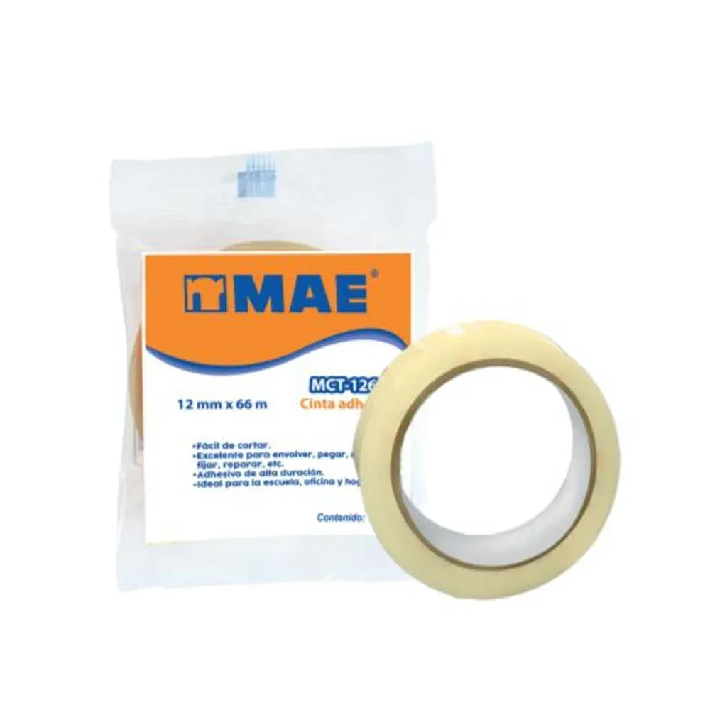 1pza Cinta adhesiva transparente mae de 12mm x 66m / mct-1265