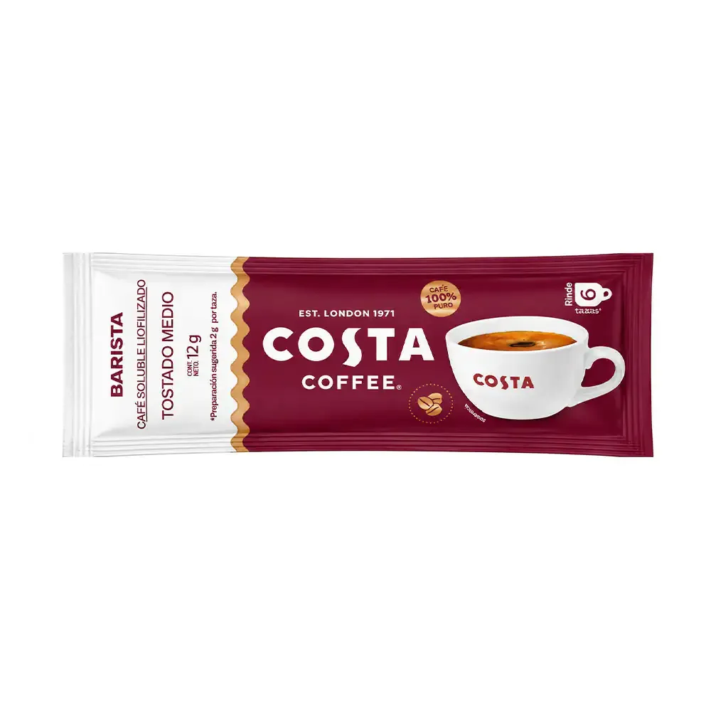 1pz sobre de café soluble costa coffee, tostado medio, 12g / 391431