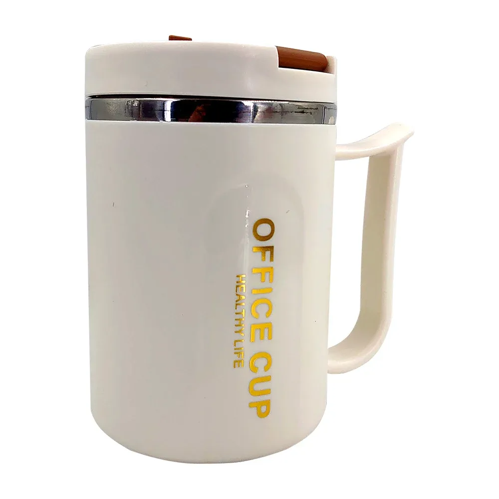 Taza termo de acero inoxidable con capacidad de 500ml, tapa y cubierto plegable, variedad de colores / office cup / 24-termo-009