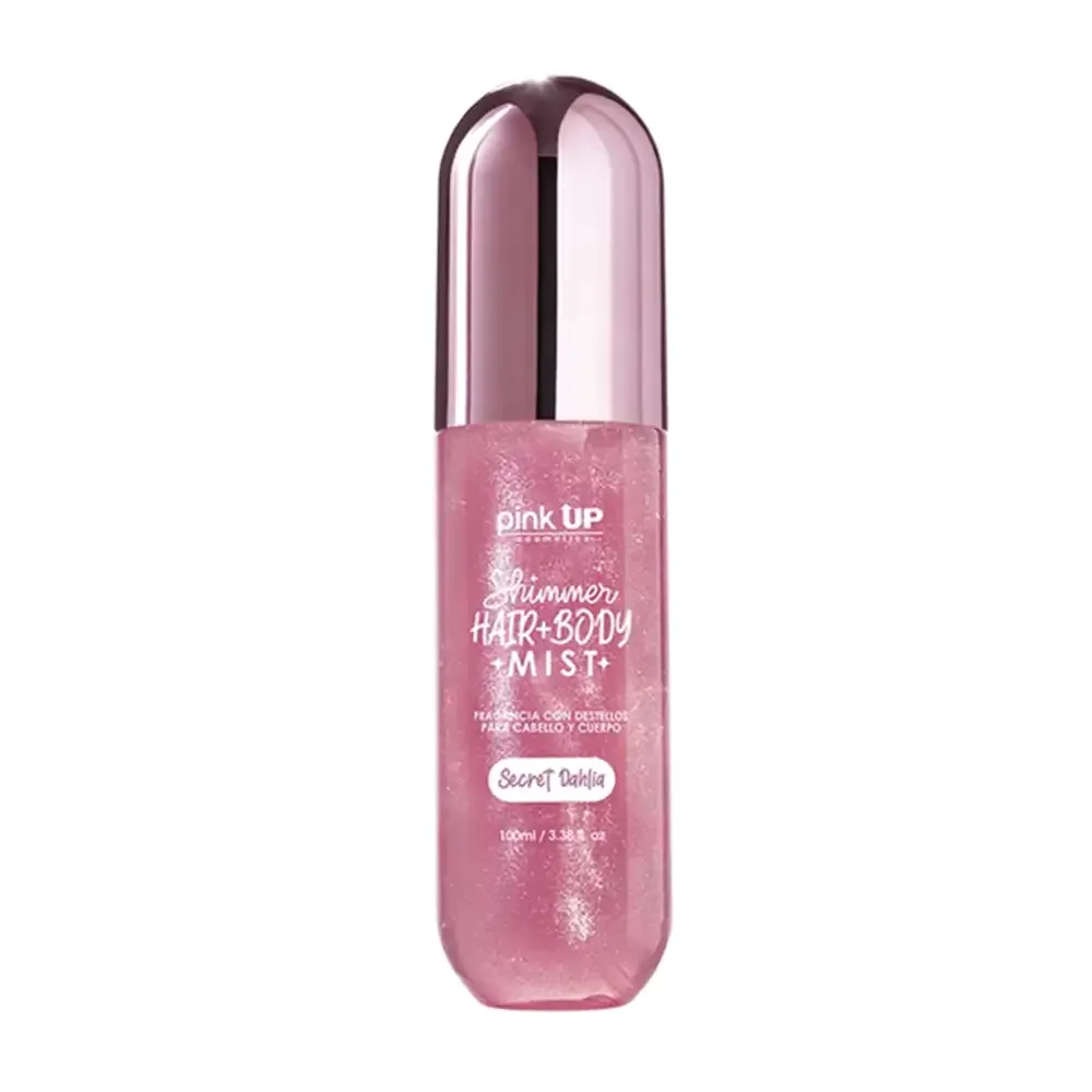 Perfume pink up para el cuerpo y cabello shimmer aroma secret dahlia, 100ml