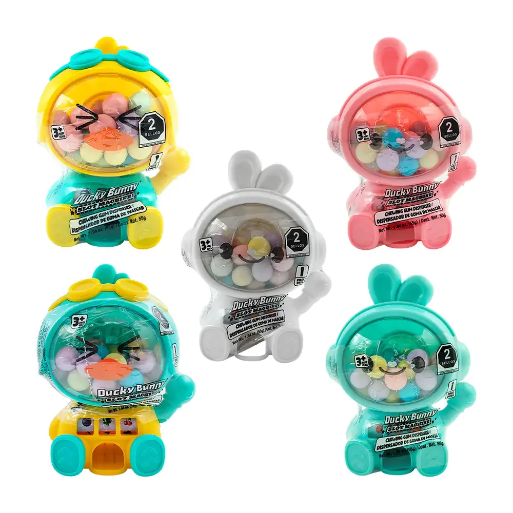 Mini maquina chiclera tipo dispensador con forma de animal kawaii, 55g, variedad de colore