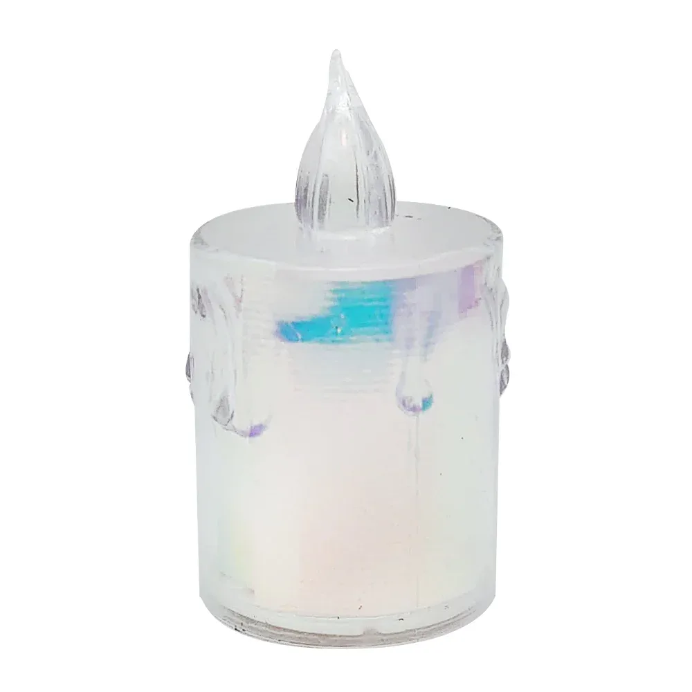Vela transparente con efecto tornasol de luz led cálida, 4.5 cm, de pilas / smokeless candles / pt10875