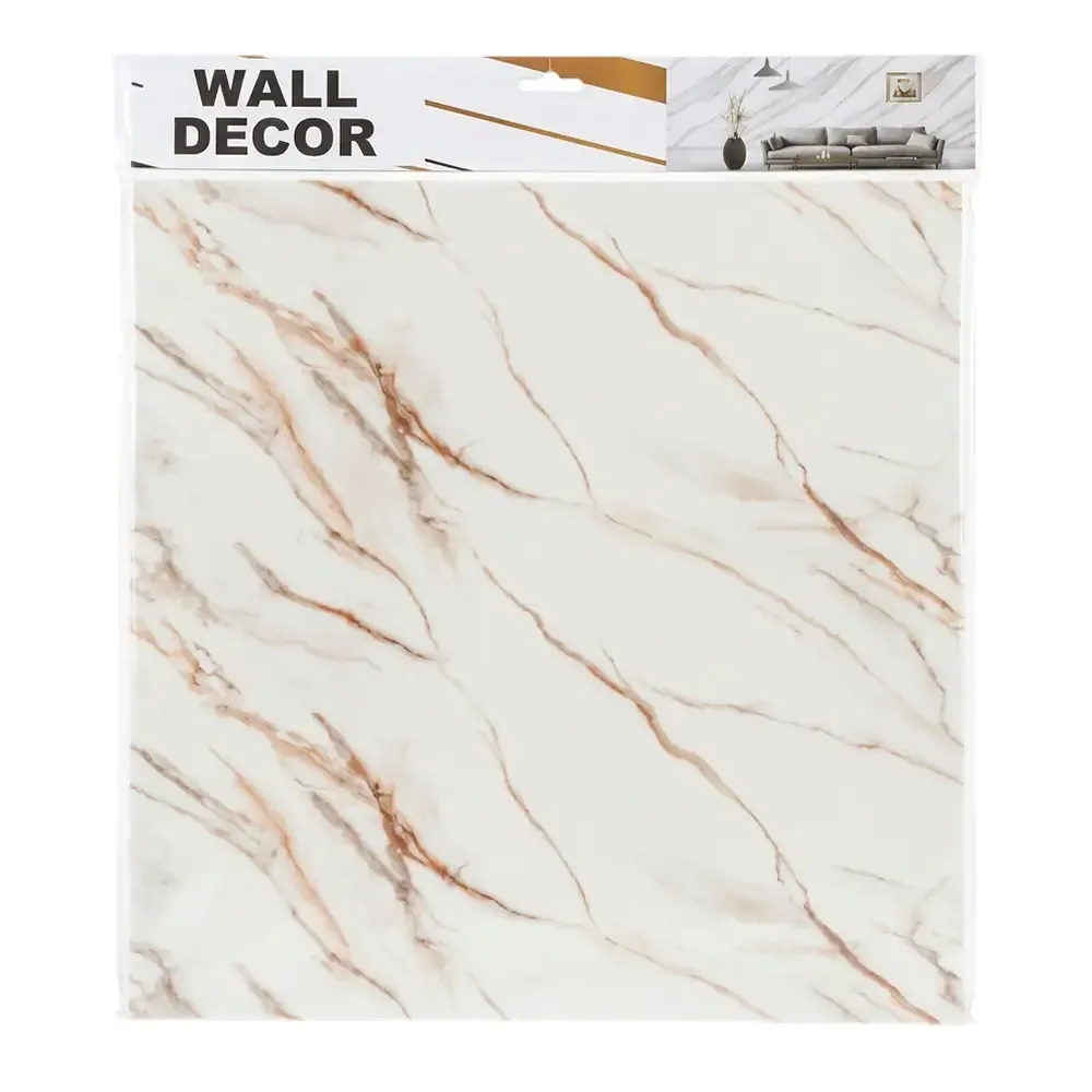 Paquete con 5 láminas de papel tapiz con diseño de mármol beige-blanco, 60x60cm